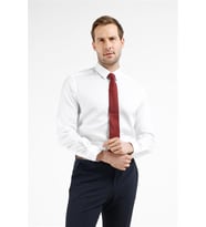 Beyaz Uzun Kol Sert Yaka Kendinden Desenli %100 Pamuk Slim Fit Gömlek 1004255201