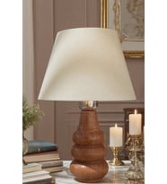 Sina Masa Abajuru Ahşap Gövde Kumaş Başlık Dekoratif Masa Lambası Gece Lambası