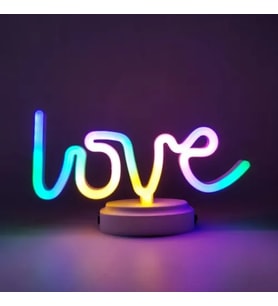 Neon Işıklı Love Yazılı Masa Gece Lambası