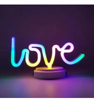Neon Işıklı Love Yazılı Masa Gece Lambası
