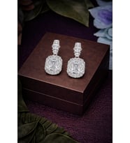 Pia Gümüş Renk Zirkon Taşlı Abiye Küpe (Silver)
