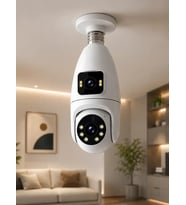 Gece Görüşlü Çift Lens Wi-Fi Ampul Kamera Mobil Takip Destekli