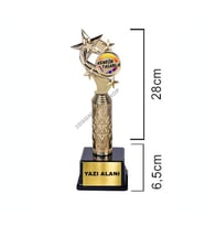 Kişiselleştirilebilir Yıldız Temalı Ödül Kupası 1 Adet 34,5cm (Not Yazılabilir)