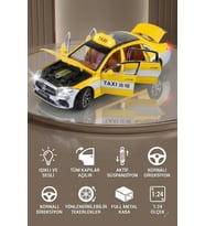Mercedes E-Serisi Taksi 1:24 Ölçek Diecast Metal Model Araba - Işıklı, Sesli ve Süspansiyonlu