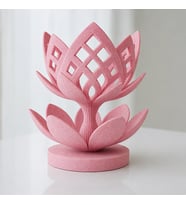 3D Baskı Lotus Çiçeği Mumluk - Dekoratif Tealight Mumluk-Pembe