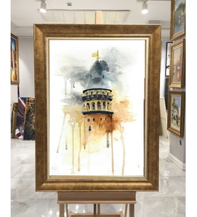 Altın Varaklı Paspartulu Çerçeveli Tablo rv817