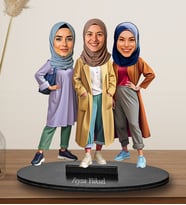 Kişiye Özel Tesettürlü Kadın Arkadaş Tasarımlı Karikatür Biblo  258