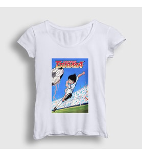 Presmono Kadın Beyaz Shoot Futbol Anime Kaptan Captain Tsubasa T-Shirt 326829tt