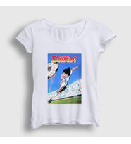 Presmono Kadın Beyaz Shoot Futbol Anime Kaptan Captain Tsubasa T-Shirt 326829tt