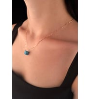 14 Ayar Altın Işıltılı Aynalı Zincir Uğurlu Kolye (Rose)