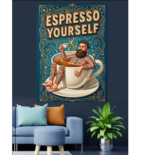 Espresso Kendini Şımart Sloganı Dekoratif Kanvas - Mdf Ahşap Tablo