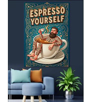 Espresso Kendini Şımart Sloganı Dekoratif Kanvas - Mdf Ahşap Tablo