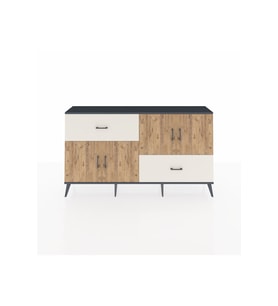 Arges Konsol 3 Raflı 2 Çekmeceli 4 Kapaklı 176x30x99 Antrasit-Çam/Aytaşı