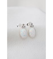 Elika Silver Kadın Damla Model Beyaz Opal 925 Ayar Gümüş Küpe (Gümüş)