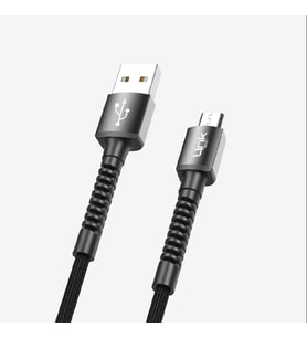 K551 Güvenli ve Hızlı 1m Örgülü Metal Kafa Mikro USB Şarj Kablosu (Siyah)