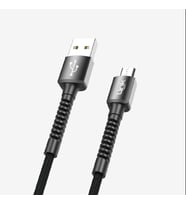 K551 Güvenli ve Hızlı 1m Örgülü Metal Kafa Mikro USB Şarj Kablosu (Siyah)