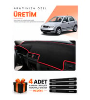 SKODA FABİA (1999-2006) Uyumlu Torpido Koruma Örtüsü Oto Kılıfı - Siyah Kırmızı