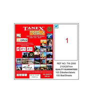 Tanex Laser Etiket 100 Yaprak 210x297 MM Lazer Etiket Düz Kenar