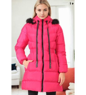 Dewberry Kadın %100 Polyester Kaban Fuşya Z9764 Günlük Dış Giyim, Kazak ve Gömlek Kombini, Seyahat Gardırobu