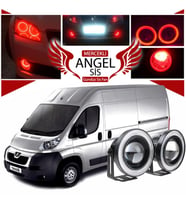 Peugeot Boxer Uyumlu, Universal Mercekli Led Angel Sis Farı, 76mm Kırmızı Renk