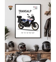 Honda Transalp 2025 Motosiklet Tasarımlı Ahşap Çerçeveli Tablo (30x40 cm)