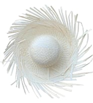 Tropikal Parti Beyaz Hasır Hawaii Şapkası 13x36 Cm