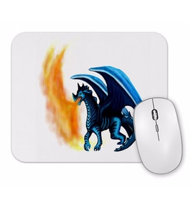 Dragao Em Tons De Azul Cuspindo Fogo Mouse Pad