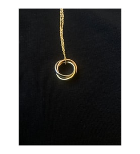 Çelik Üçlü İç içe Geçmeli Yuvarlak Gold Gümüş Rose Kolye