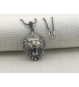 Kükreyen Aslan Üç Boyutlu 925 Ayar Gümüş Erkek Kolye