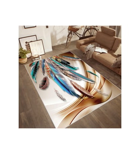 Rovigo Home Dijital Baskı Yıkanabilir Kaymaz Taban Salon Halısı RVG1834-SD667 (Kahverengi)