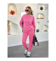 Kapüşonlu Yumoş Kumaş Eşofman Takımı (Pembe)