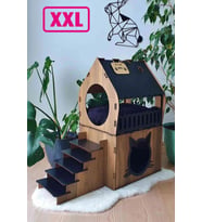 Büyük Kedi Evi Xxl Teraslı Kedi Evi 5kg Ve Üzeri Kediler Için XXL SİYAH
