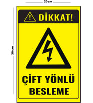 Metal Çift Yönlü Besleme 20cm x 30cm A4 Büyüklüğünde Uyarı Levhası Yönlendirme Tabelası