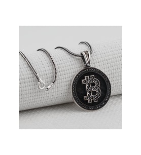 Bitcoin 925 Ayar Gümüş Kolye