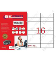 A1 Etiket Lazer Etiket tw-2016 100 A4 Sayfa Laser Etiket 99.1 x 34 mm Boyutunda 1 A4 Sayfada 16 Etiket