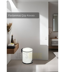 Pedallı Banyo Çöp Kovası Paslanmaz 5 Lt Mutfak Çöp Kutusu Beyaz