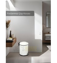Pedallı Banyo Çöp Kovası Paslanmaz 5 Lt Mutfak Çöp Kutusu Beyaz