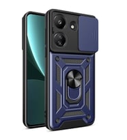 Xiaomi Poco C65 Kılıf Kamera Korumalı Zırh Tank Sürgülü Vega Kapak (Mavi)