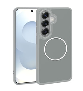 Lexroo Galaxy S26 Plus Kılıf M-Safe Şarj Özellikli Metal Kamera Çerçeveli Sanremo Silikon - Gri