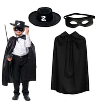 Zorro Pelerin Şapkası ve Maske Seti Çocuk Boy