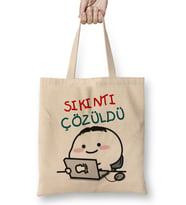 Sıkıntı Çözüldü Komik Bez Çanta Uzun Saplı