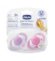 Chicco 2 li Physio Kauçuk Emzik 12 ay+ Kız (Çok Renkli)