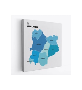 Kırklareli İli ve İlçeler Haritası  Dekoratif Kanvas Tablo 1396