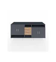 Kronos Konsol 5 Raflı 3 Çekmeceli 4 Kapaklı 220x59x99 Antrasit-Antrasit/Çam