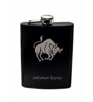 Burcunuza Özel İsimli ve Harfli Siyah Renkli Paslanmaz Çelik Matara / 8 OZ