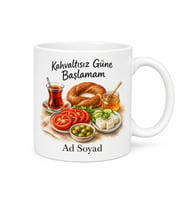 Türk Kahvaltısı Temalı Baskılı Kupa Bardak Hediye Porselen Mug