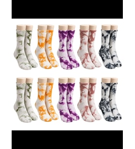 Wak Unisex Batik Desenli Çorap 10'lu Set Renkli Pamuklu Uzun Soket Dikişsiz Nefes Alan Günlük Spor Çorabı