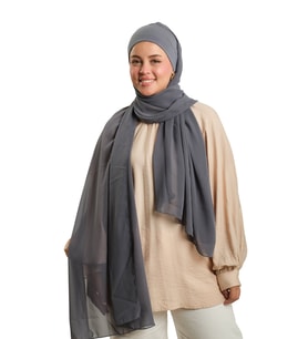 Antrasit Pratik Hazır Geçmeli Bone Şal Şifon Düz 2506_25