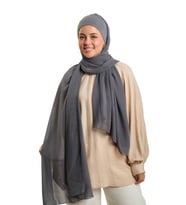 Antrasit Pratik Hazır Geçmeli Bone Şal Şifon Düz 2506_25
