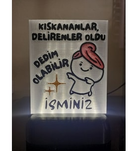 Kişiye Özel İsimli Hediyelik Kablolu Led Lamba - M12 - Kıskananlar Oldu Dedim Olabilir (Beyaz)